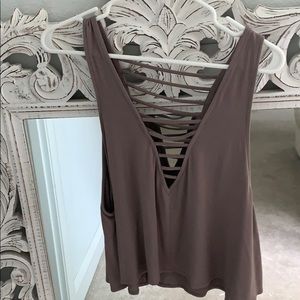 Taupe cut out tank top